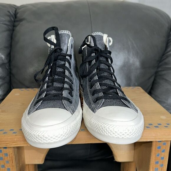 CONVERSE 11 M/13 W Unisex Black Genuine Snake Print Leather Skate Sneakers - Picture 5 of 15